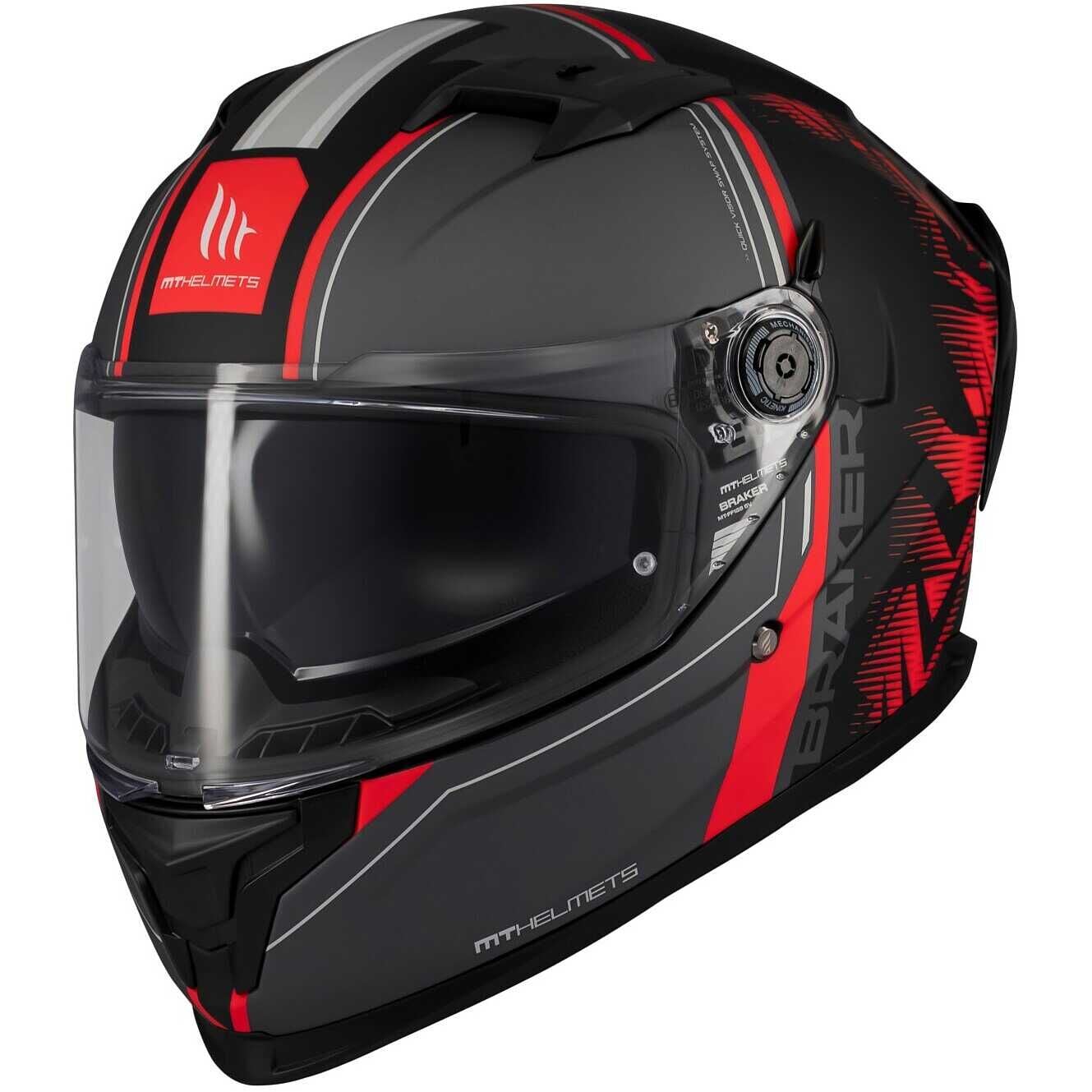 MT Braker Sv Charm B5 Mat Siyah Kırmızı Kapalı Kask