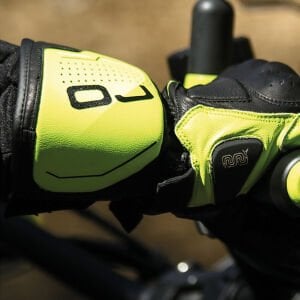 Oj Sleek Siyah/Sarı Korumalı Uzun Racıng Deri Eldiven (EN 13594 Sertifikalı)