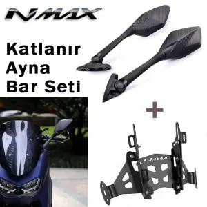 T-Moto Nmax 125/155 2021-2024 Katlanabilir Ayna + Ayna Kapatma Vida Seti Hediye