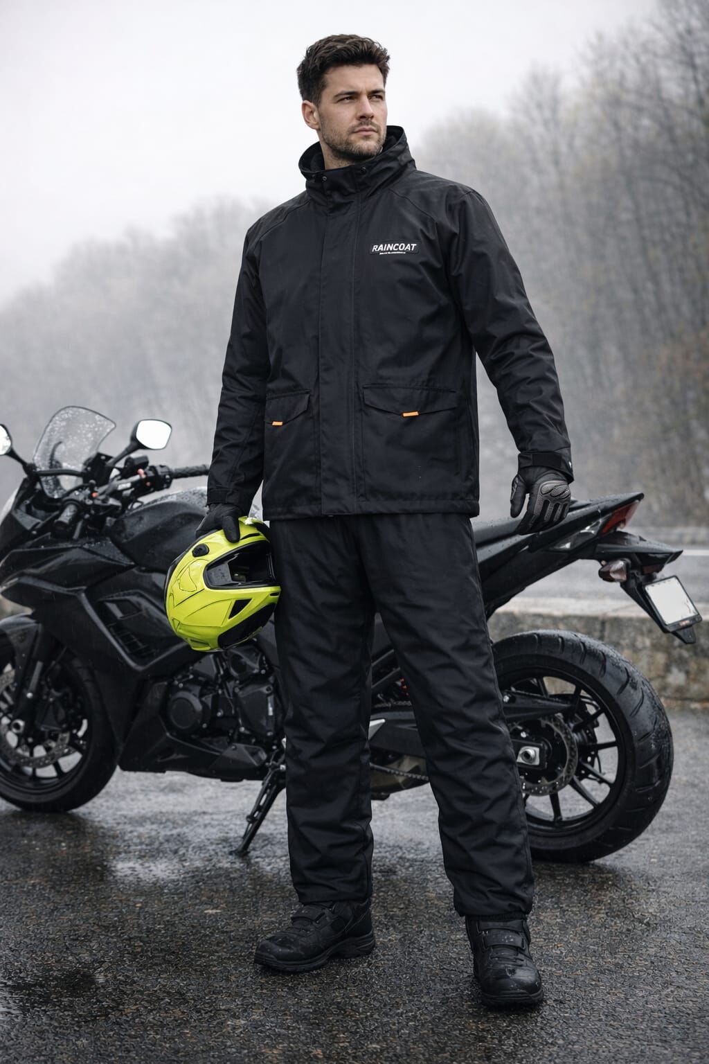 Raincoat Üst Alt Takım Siyah Yağmurluk