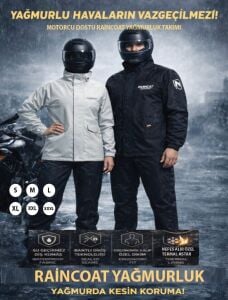 Raincoat Üst Alt Takım Siyah Yağmurluk