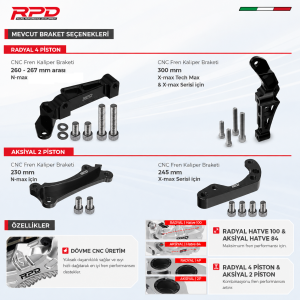 Rpd Fren Kaliperi Zenith Radial 4P P100 ve Axial 2P (Ön ve Arka) - Gümüş/Siyah